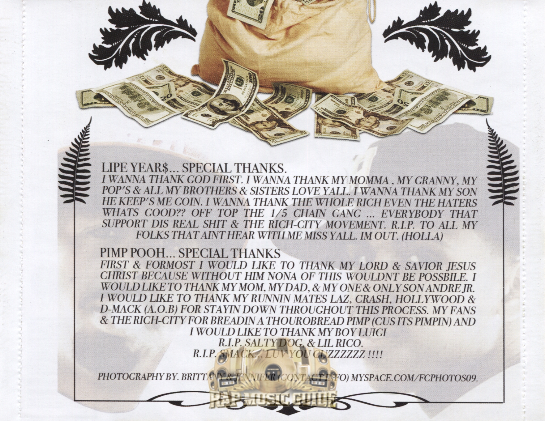Lipe Years & Pimp Pooh A Hustlaz Biography CD Rap Music Guide